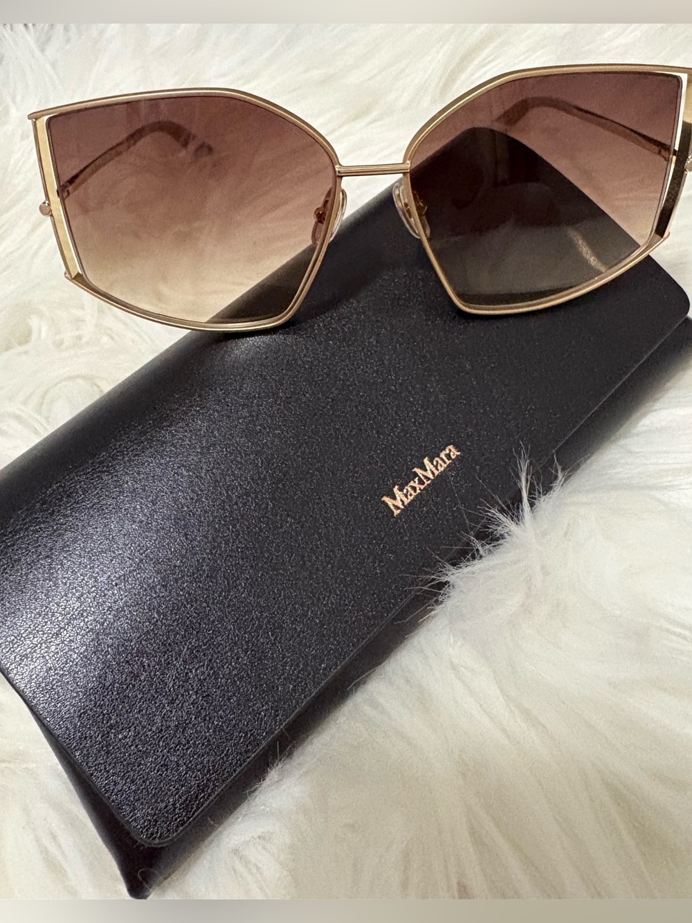 MaxMara Matte Gold Frame Brown Gradient Sunglasses
